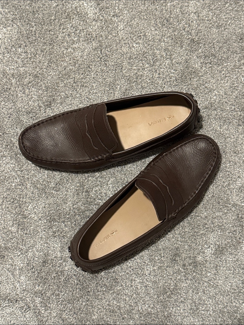 Lacoste Dark Brown Leather Penny Loafers